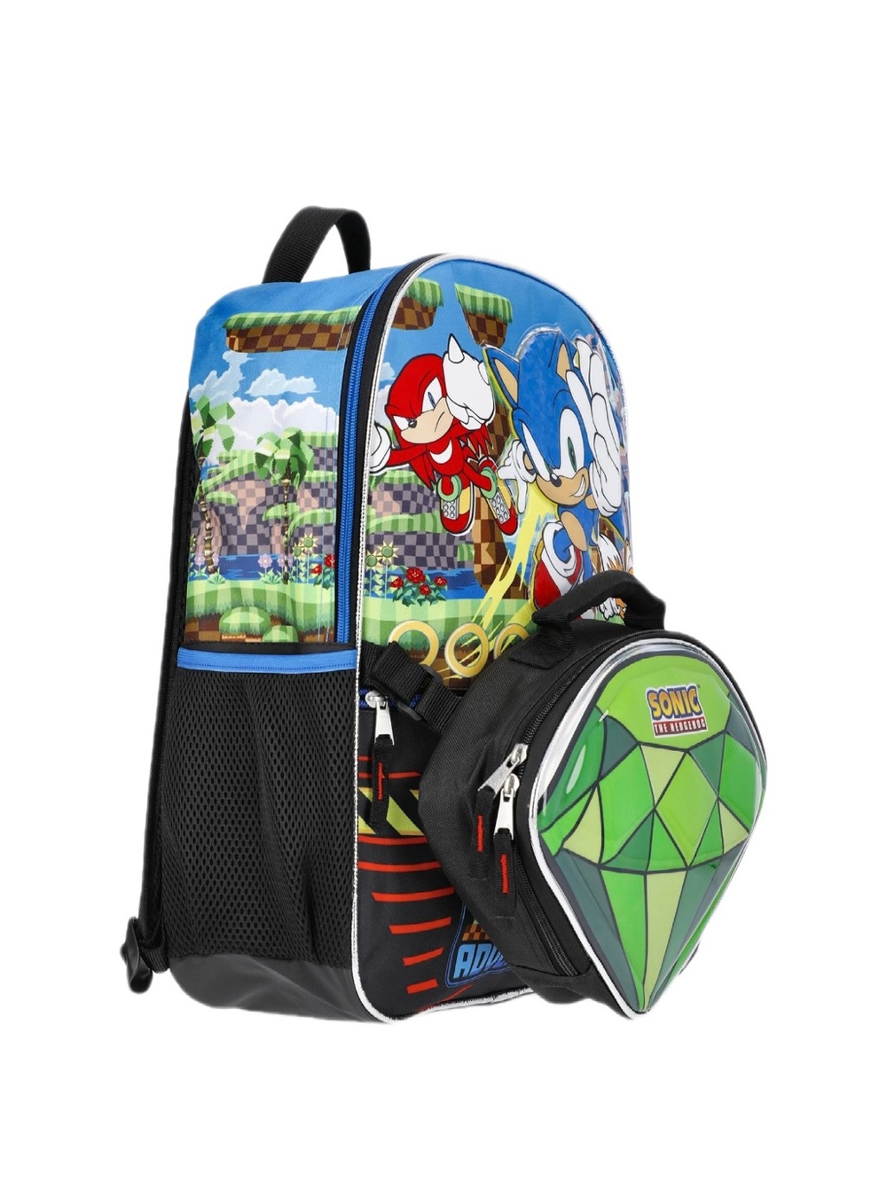 Sonic the Hedgehog Kids Backpack And Lunch Box- Blue & Green W